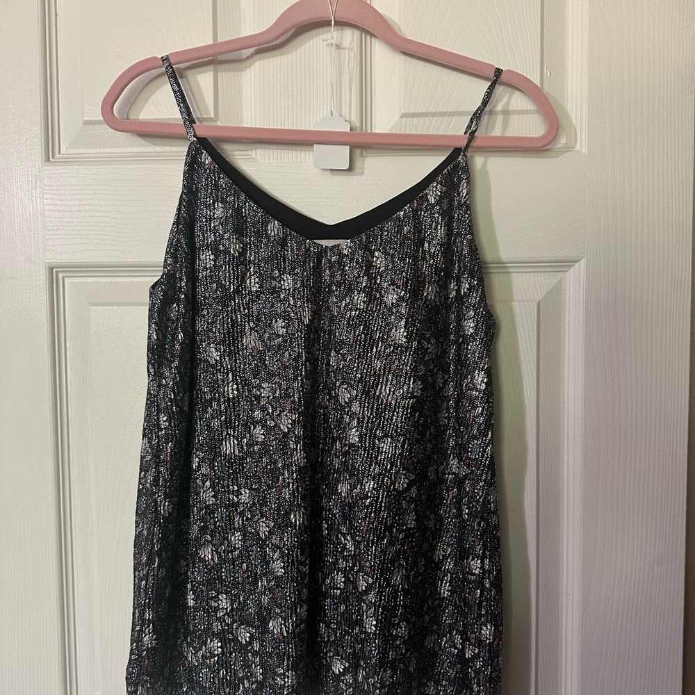 LOFT Black Camisole with Floral Pattern
